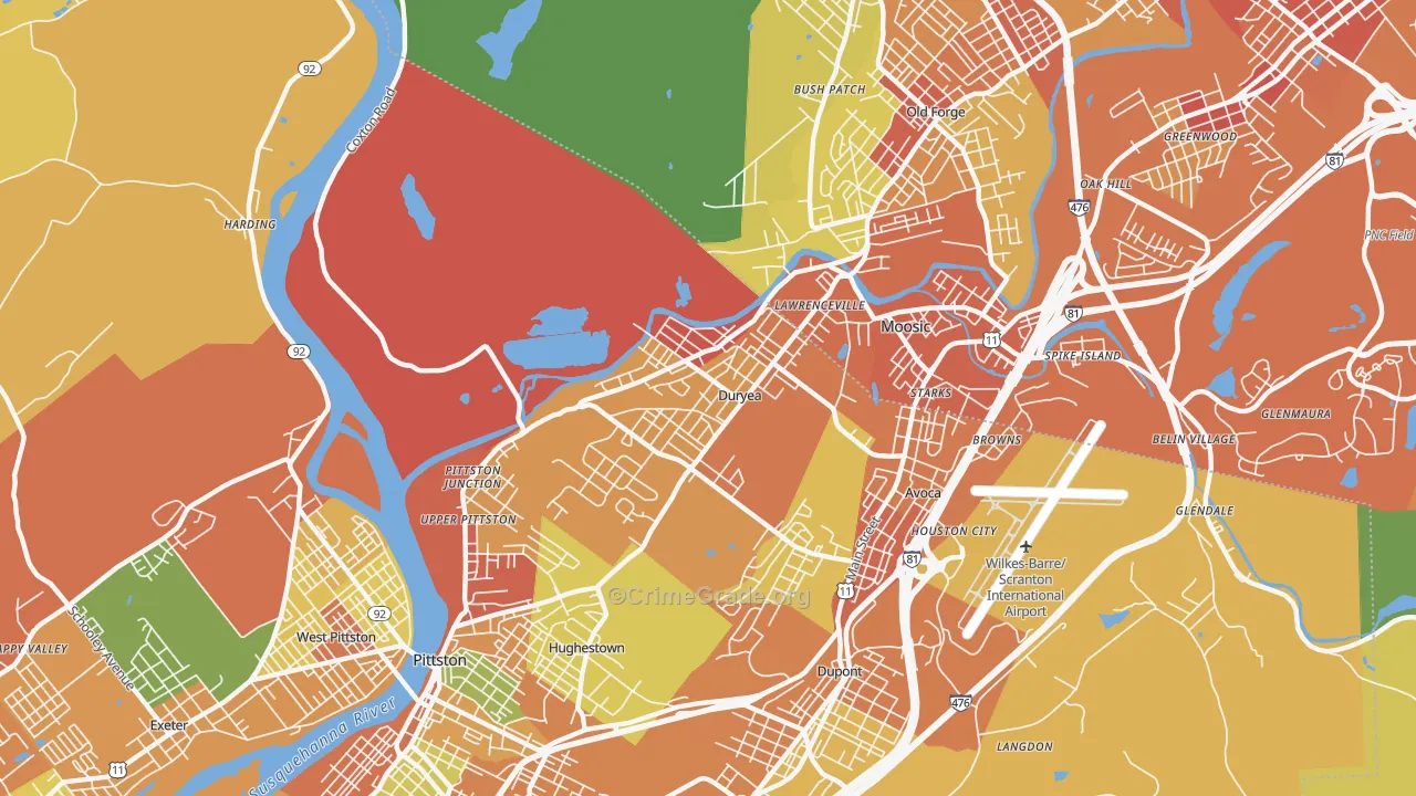 Duryea, PA Map of Burglary Rates