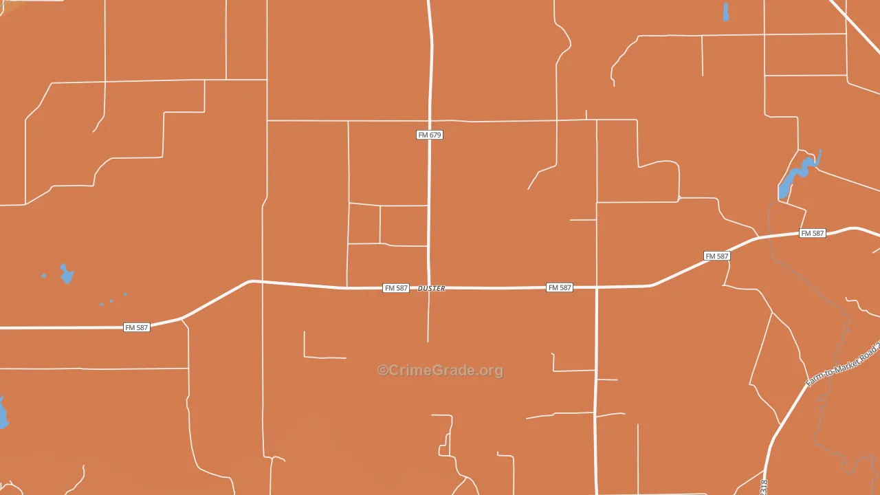 Duster, TX Map of Burglary Rates