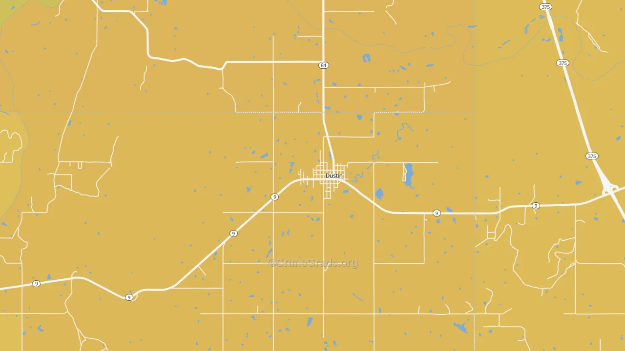 Dustin, OK Map of Burglary Rates
