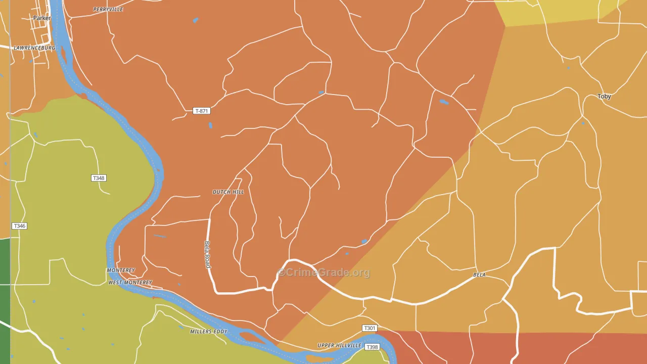 Dutch Hill, PA Map of Burglary Rates