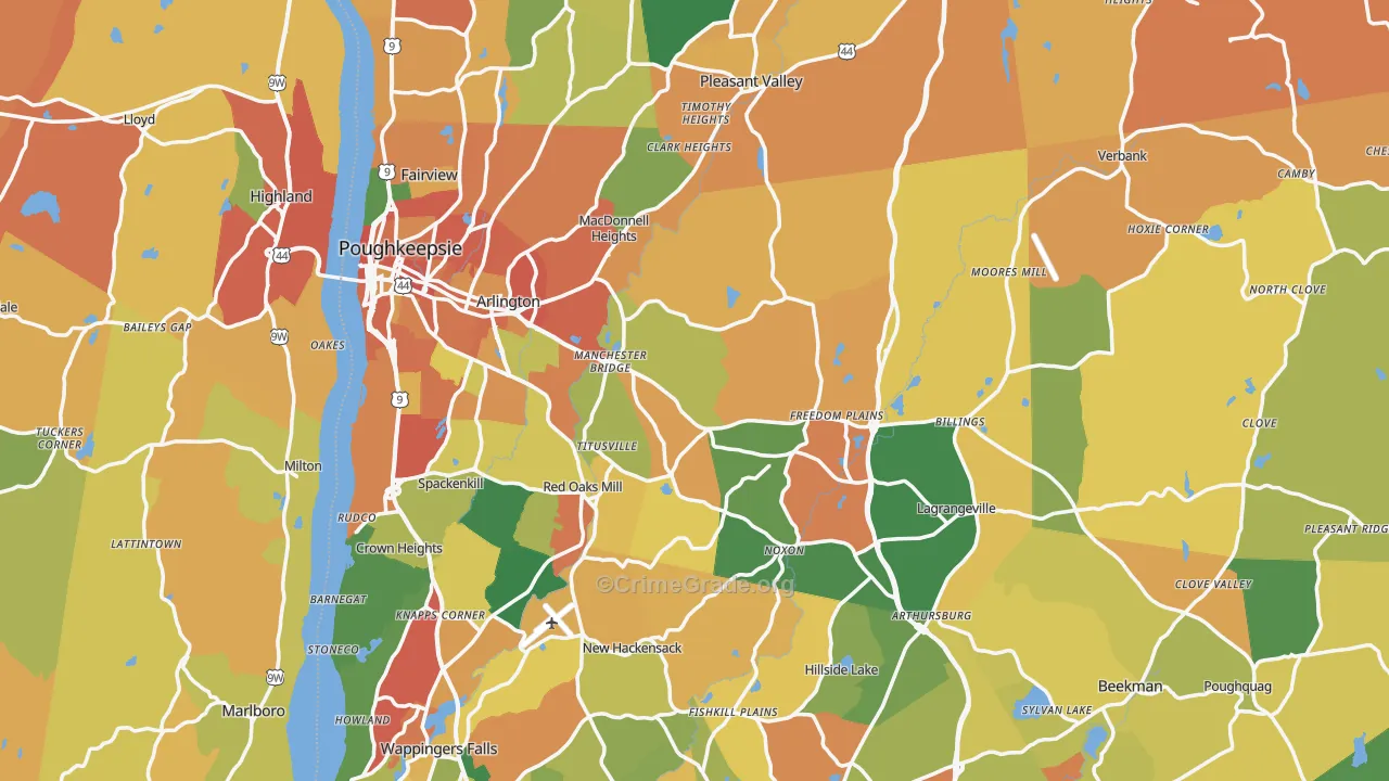 Dutchess County, NY Map of Burglary Rates