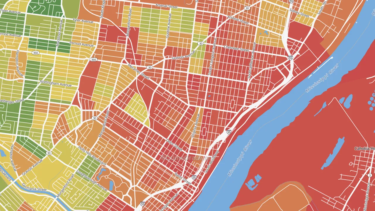 Dutchtown, St. Louis, MO Map of Burglary Rates