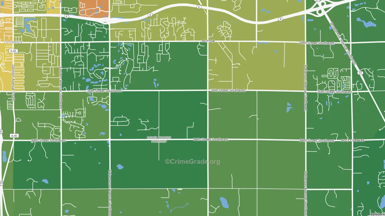 Dutton, MI Map of Burglary Rates