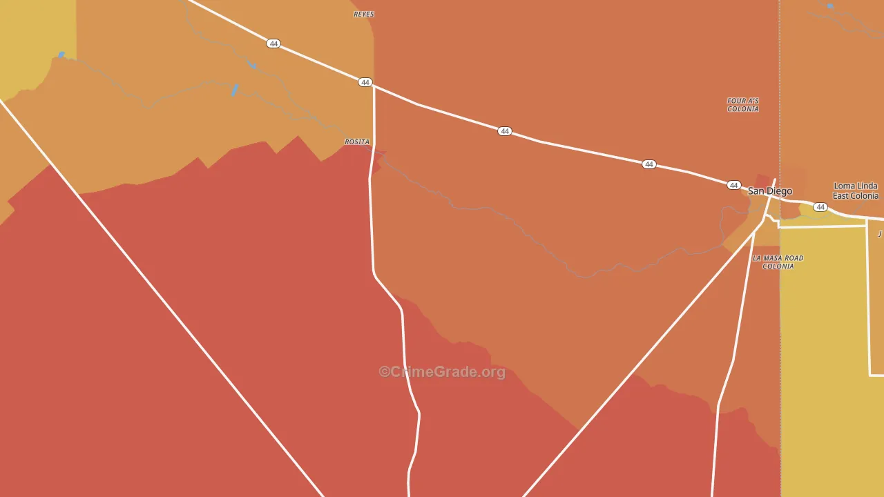 Duval County, TX Map of Burglary Rates