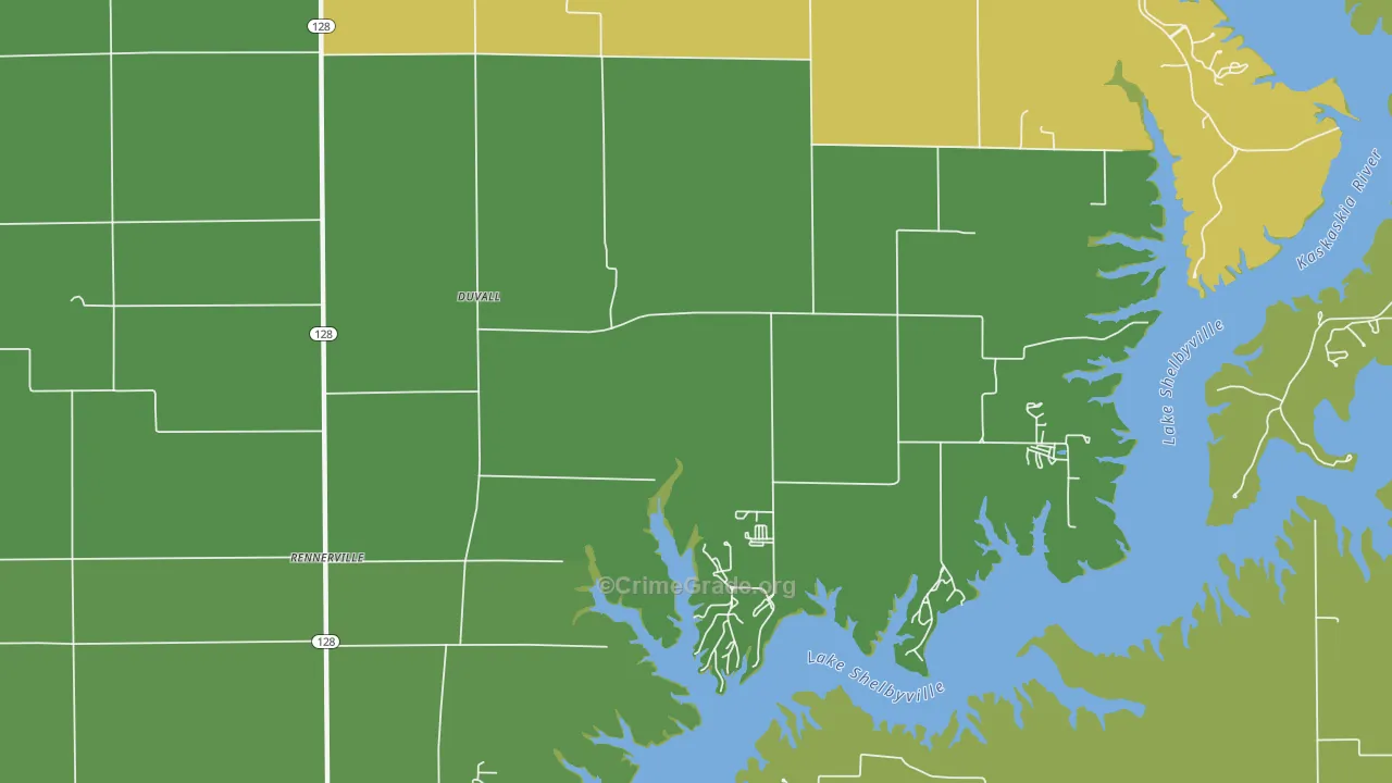 Duvall, IL Map of Burglary Rates