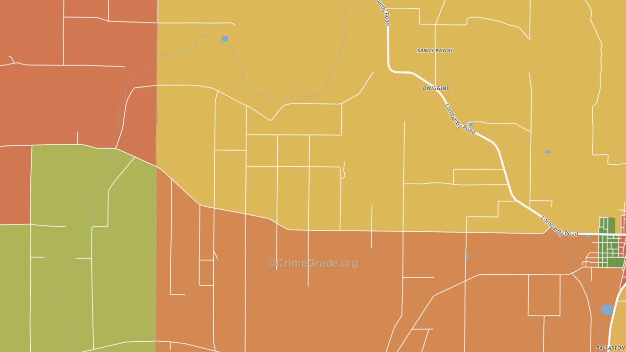 Dwiggins, MS Map of Burglary Rates
