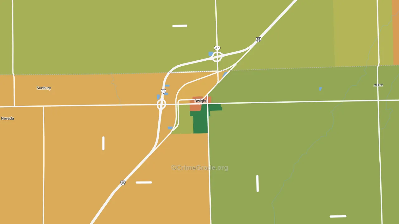 Dwight, IL Map of Burglary Rates
