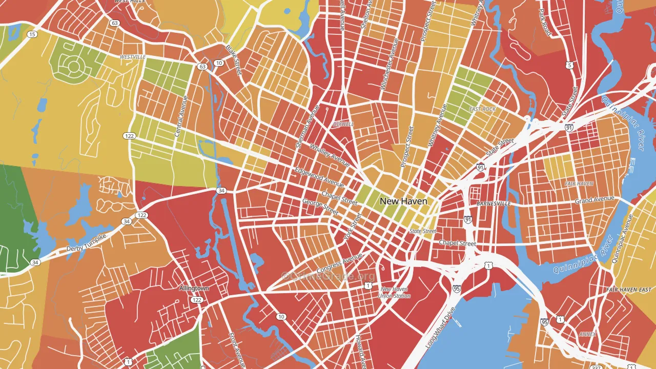 Dwight, New Haven, CT Map of Burglary Rates