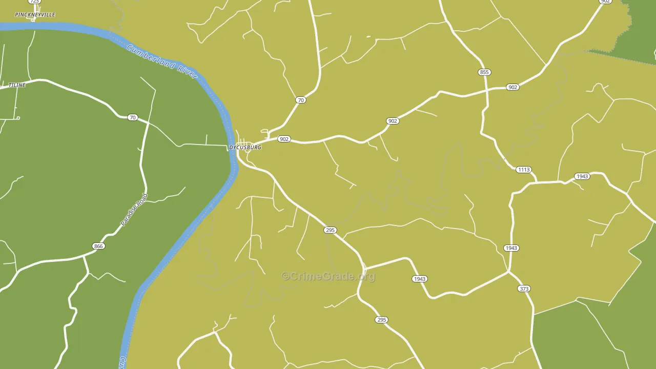Dycusburg, KY Map of Burglary Rates