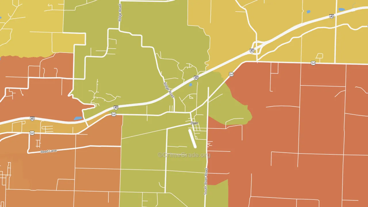 Dyer, AR Map of Burglary Rates