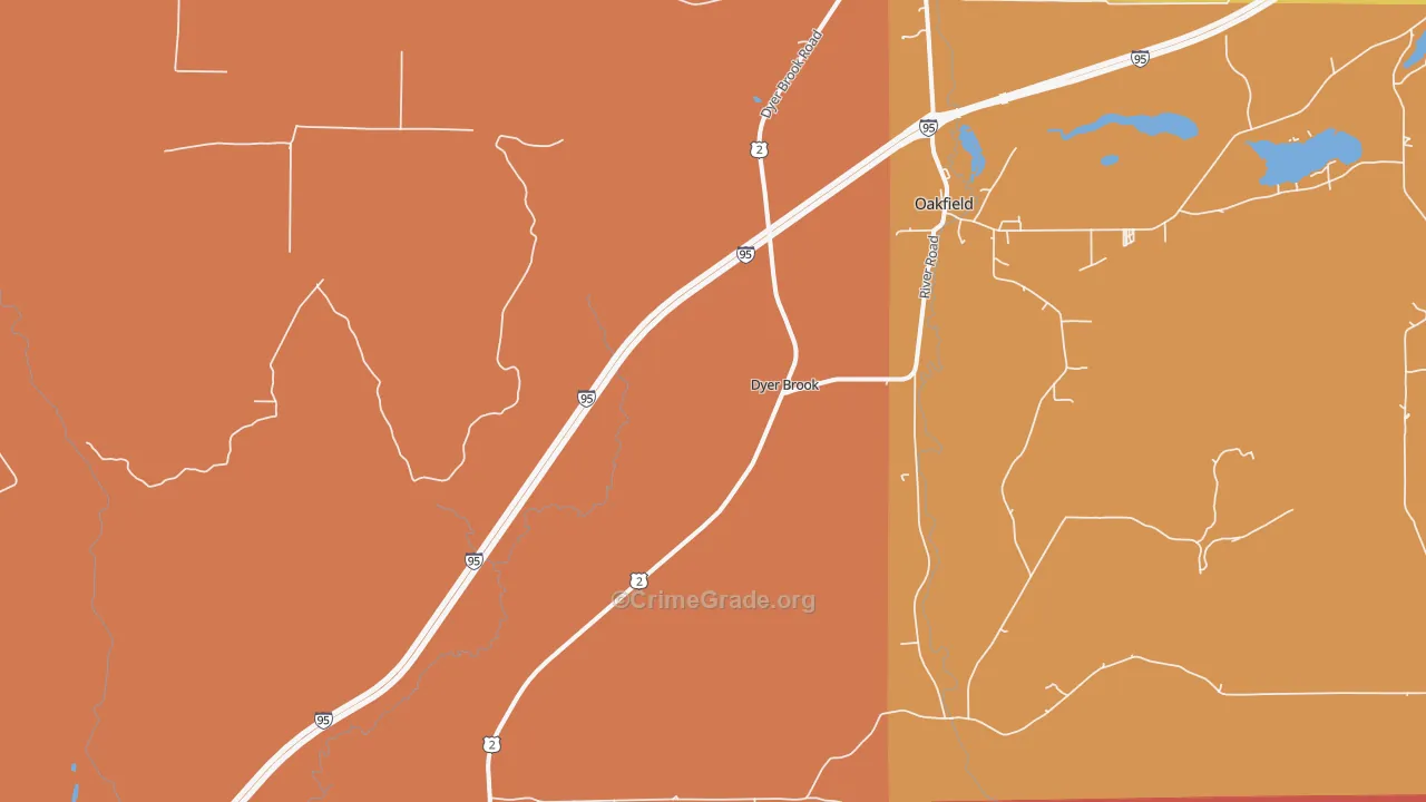 Dyer Brook, ME Map of Burglary Rates