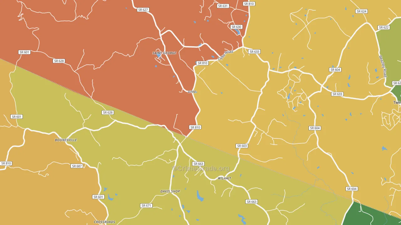 Dyke, VA Map of Burglary Rates