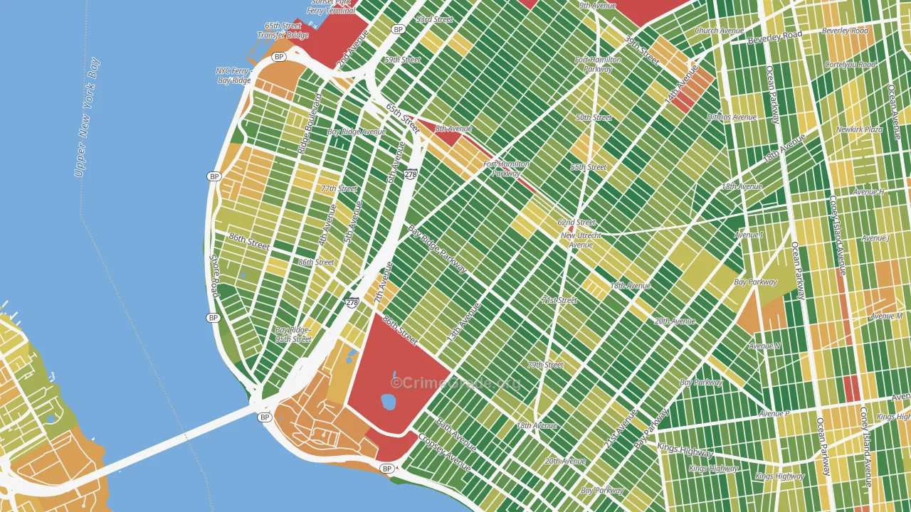 Dyker Heights, Brooklyn, NY Map of Burglary Rates