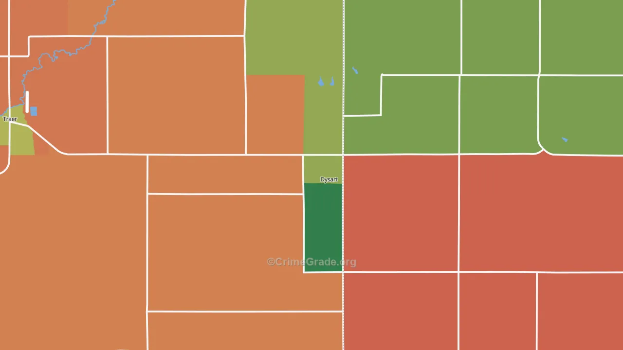 Dysart, IA Map of Burglary Rates