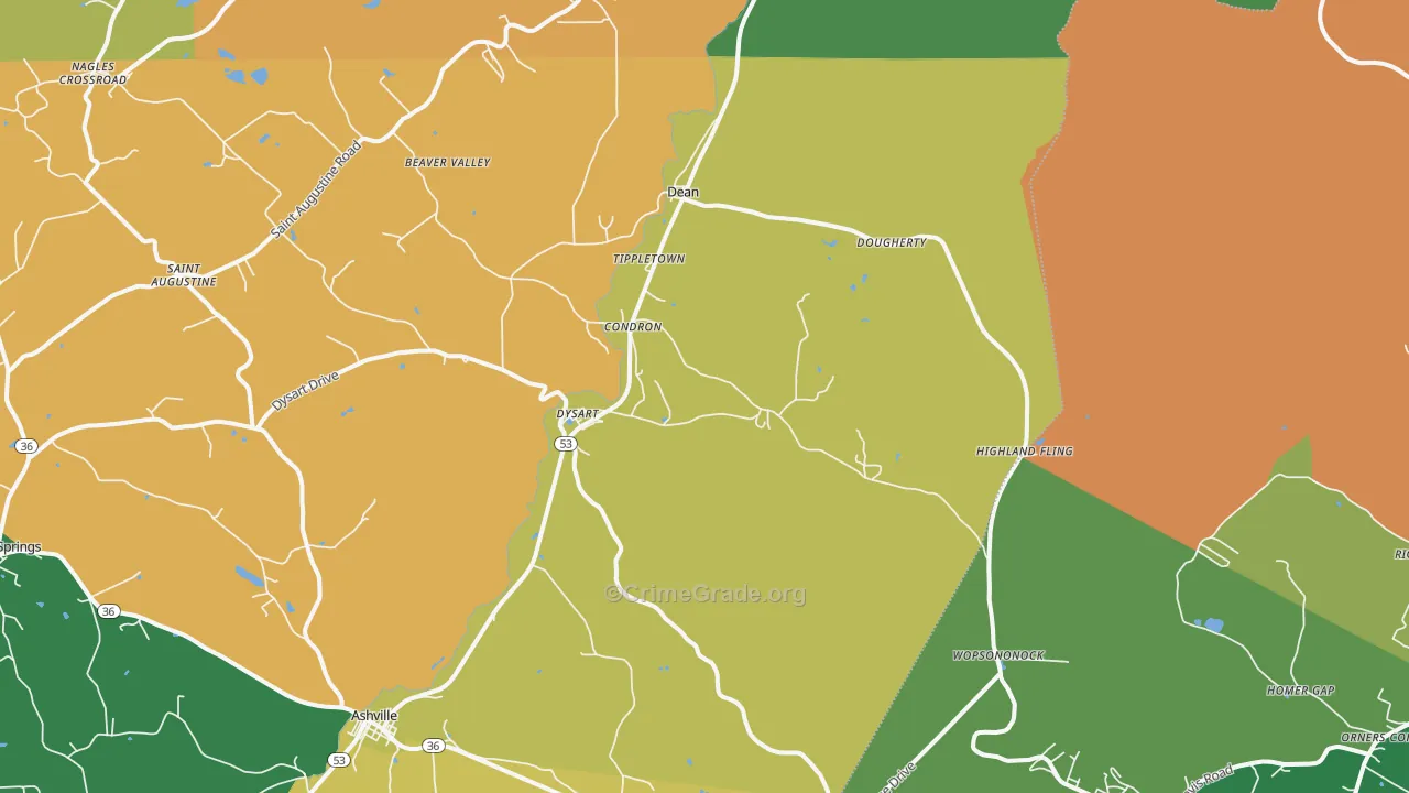 Dysart, PA Map of Burglary Rates