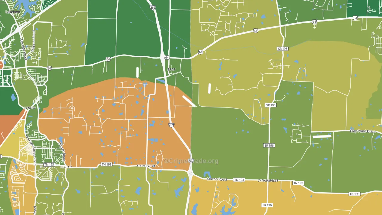 Eads, TN Map of Burglary Rates