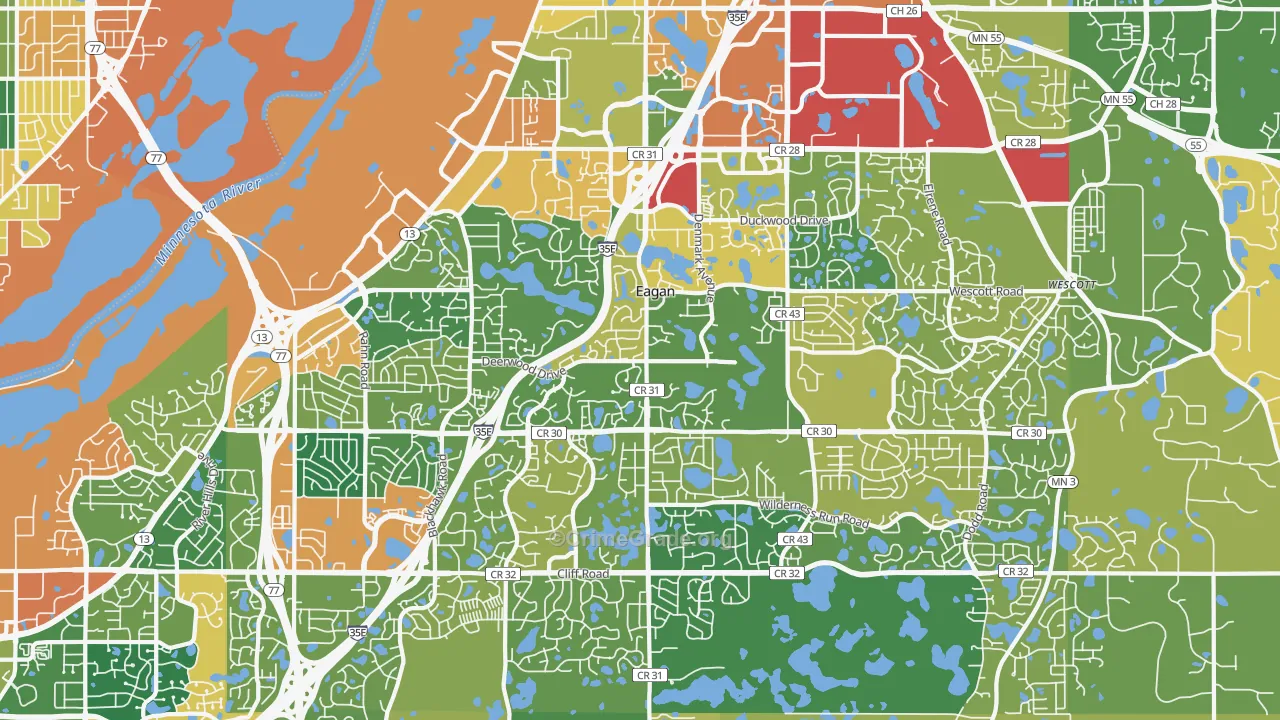 Eagan, MN Map of Burglary Rates