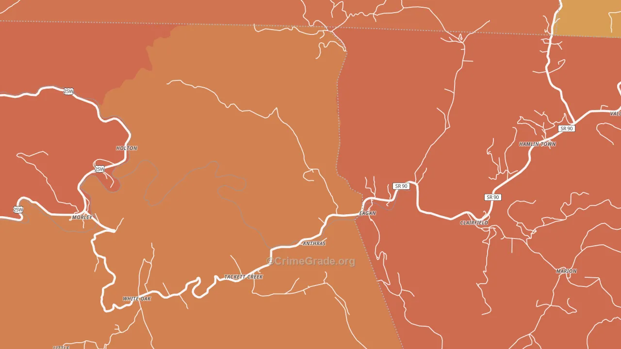 Eagan, TN Map of Burglary Rates