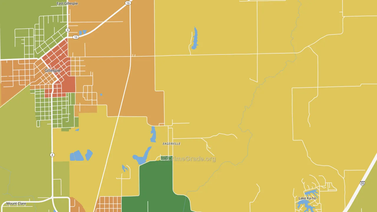 Eagarville, IL Map of Burglary Rates