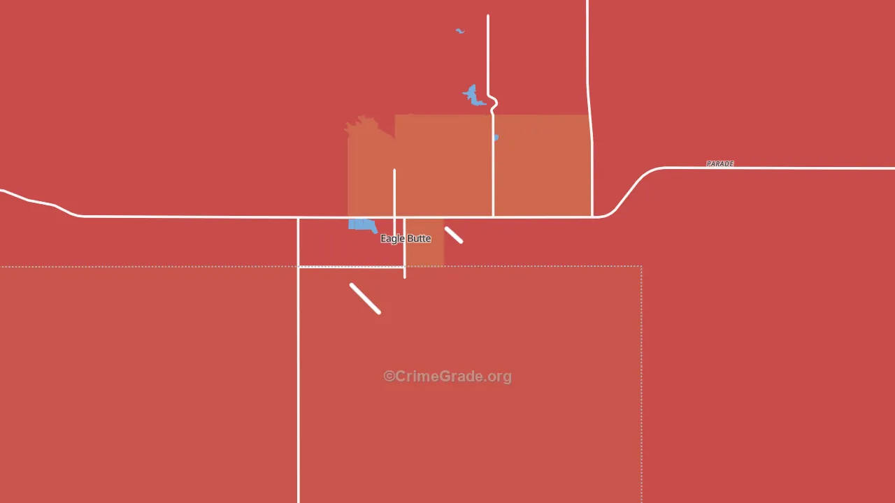 Eagle Butte, SD Map of Burglary Rates