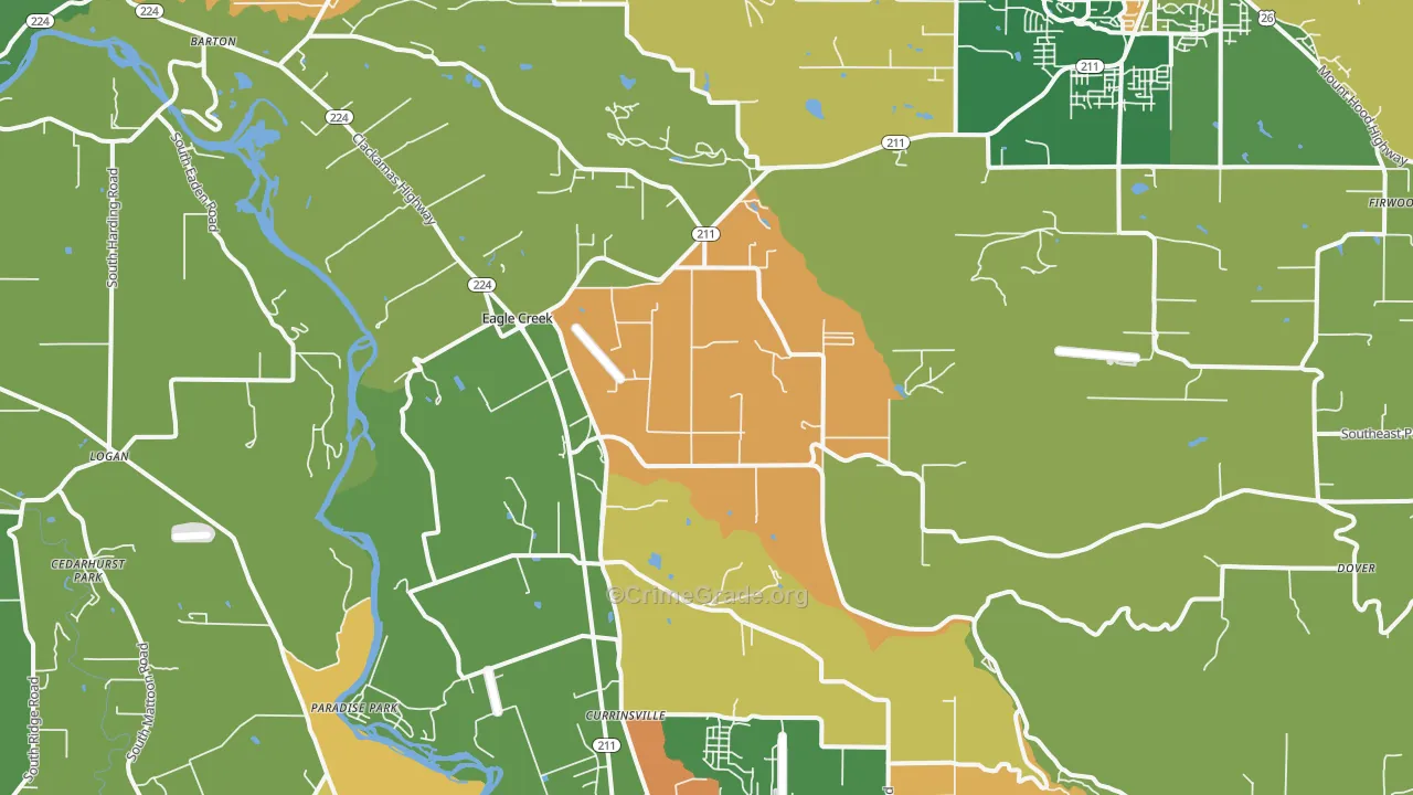 Eagle Creek, OR Map of Burglary Rates