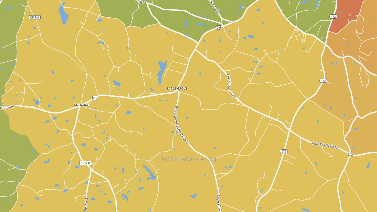 Eagle Grove, GA Map of Burglary Rates