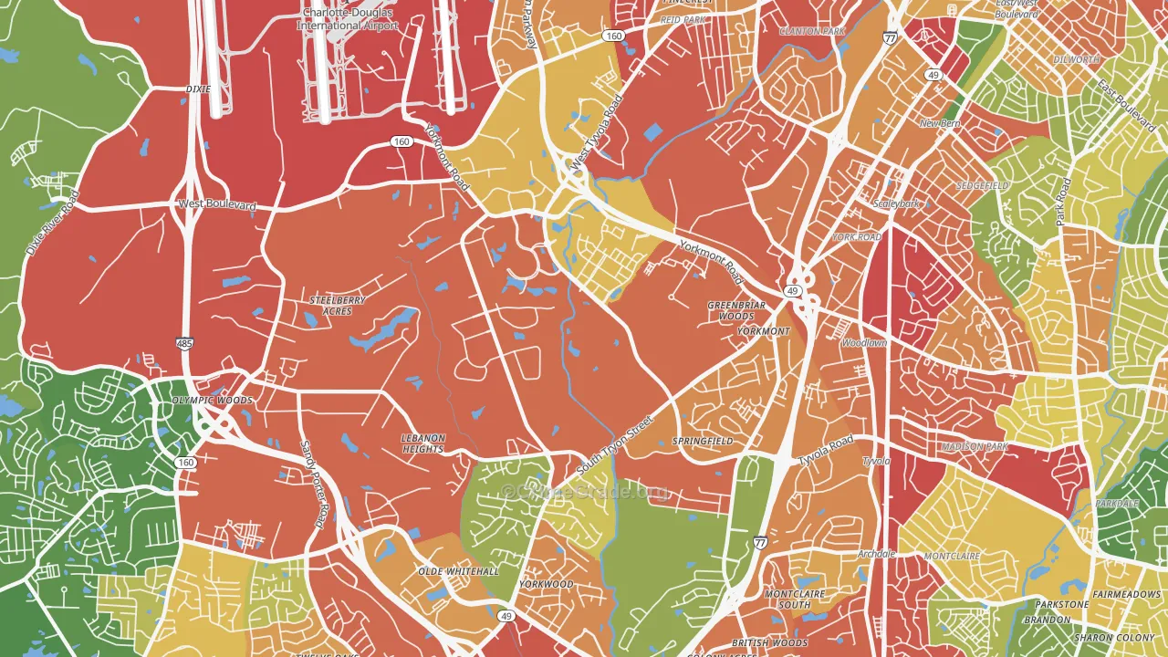 Eagle Lake, Charlotte, NC Map of Burglary Rates