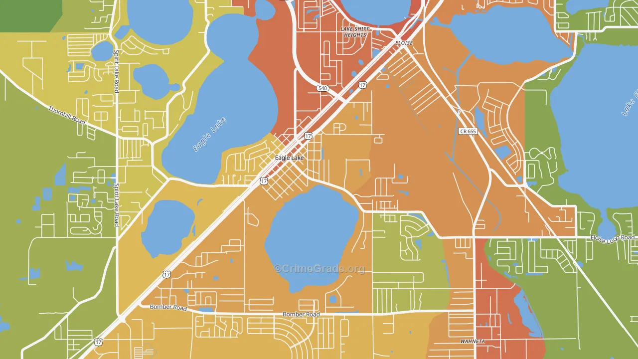 Eagle Lake, FL Map of Burglary Rates
