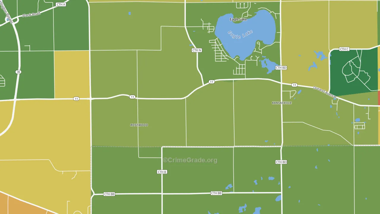 Eagle Lake Manor, WI Map of Burglary Rates