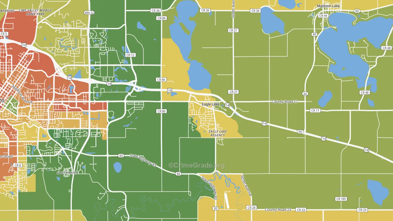 Eagle Lake, MN Map of Burglary Rates