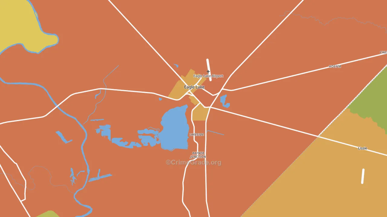 Eagle Lake, TX Map of Burglary Rates