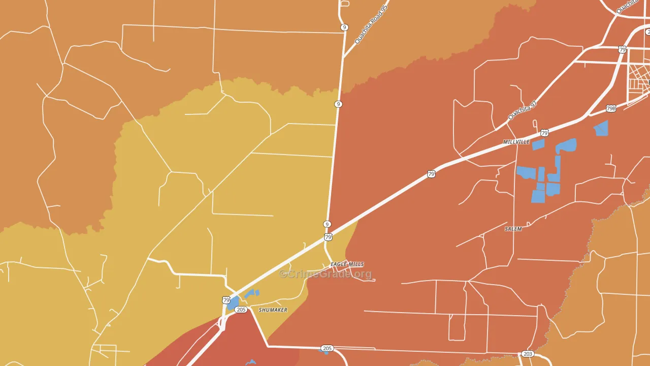 Eagle Mills, AR Map of Burglary Rates