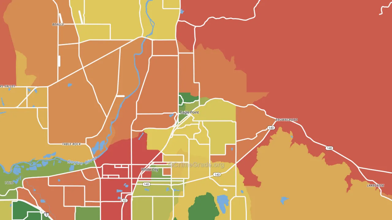 Eagle Point, OR Map of Burglary Rates
