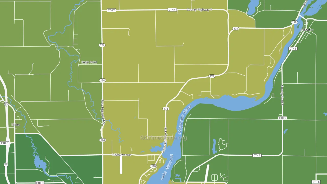Eagle Point, WI Map of Burglary Rates