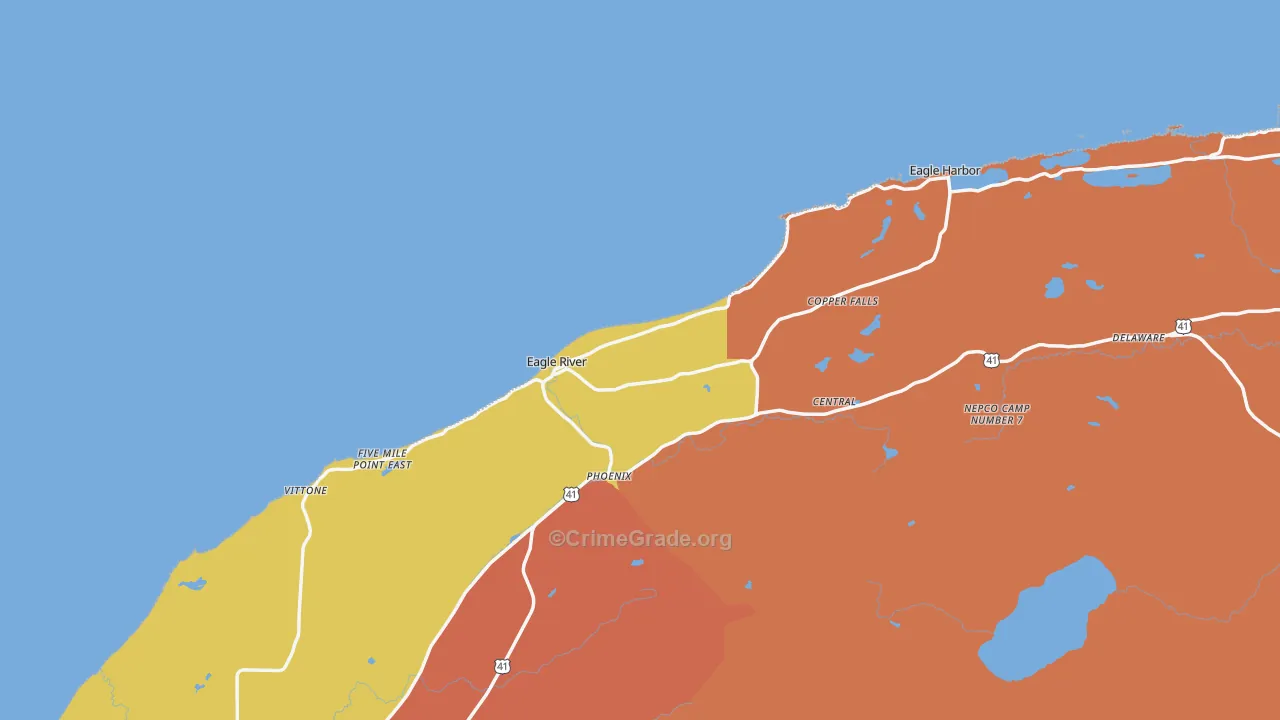 Eagle River, MI Map of Burglary Rates