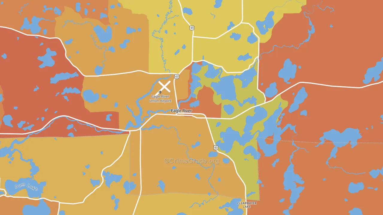 Eagle River, WI Map of Burglary Rates