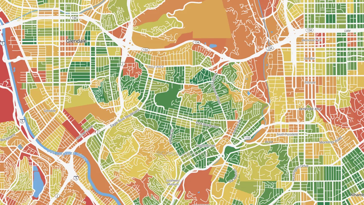 Eagle Rock, Los Angeles, CA Map of Burglary Rates