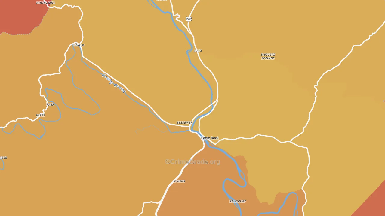 Eagle Rock, VA Map of Burglary Rates