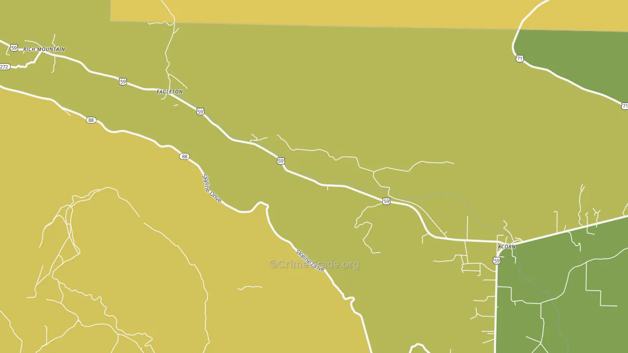 Eagleton, AR Map of Burglary Rates