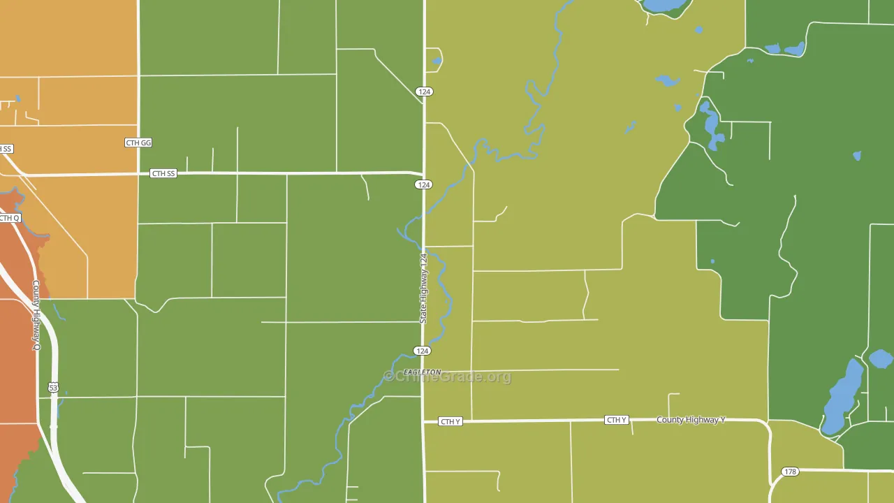 Eagleton, WI Map of Burglary Rates