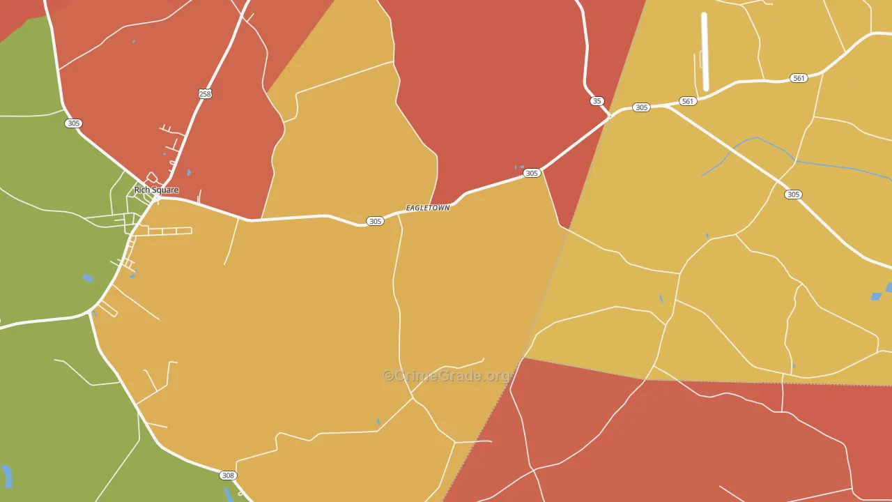 Eagletown, NC Map of Burglary Rates