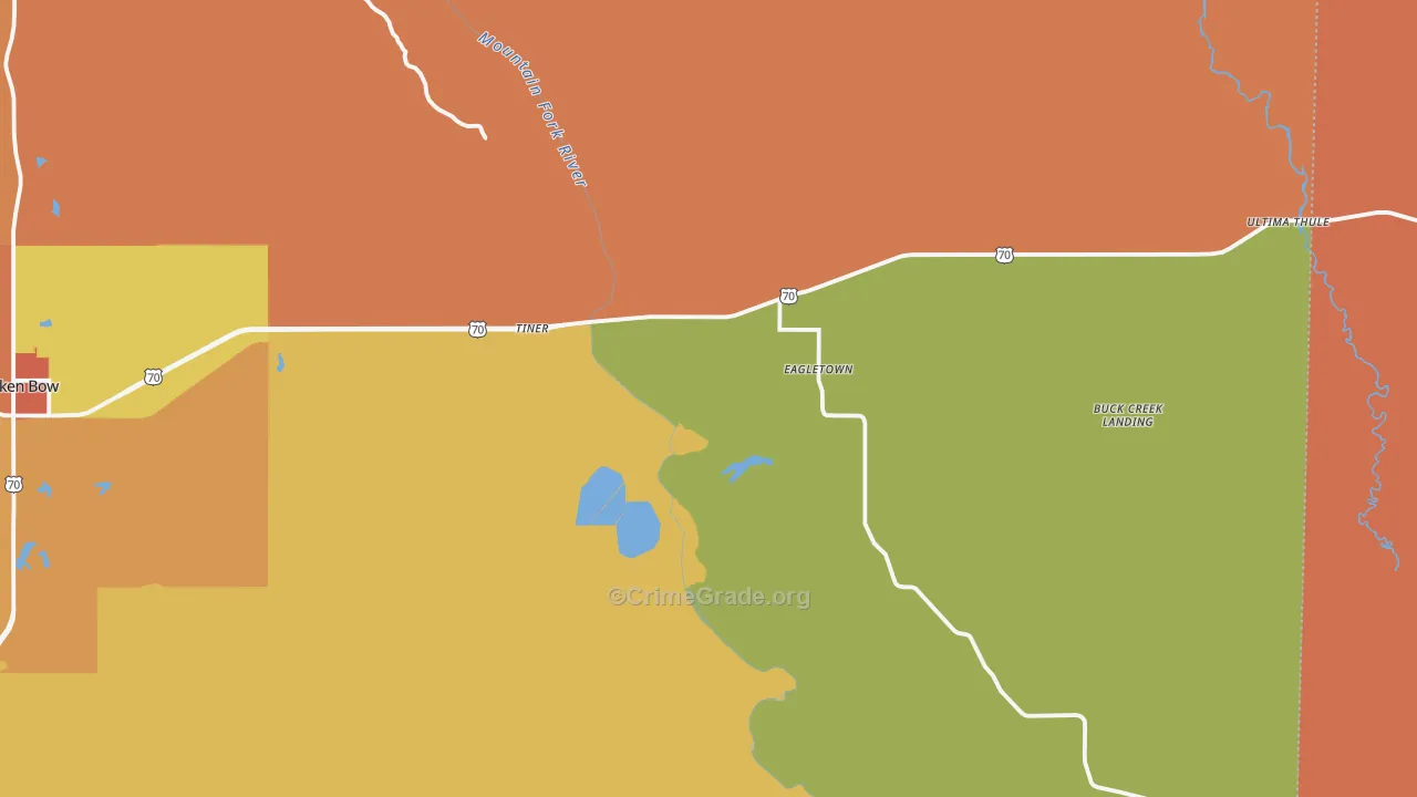 Eagletown, OK Map of Burglary Rates
