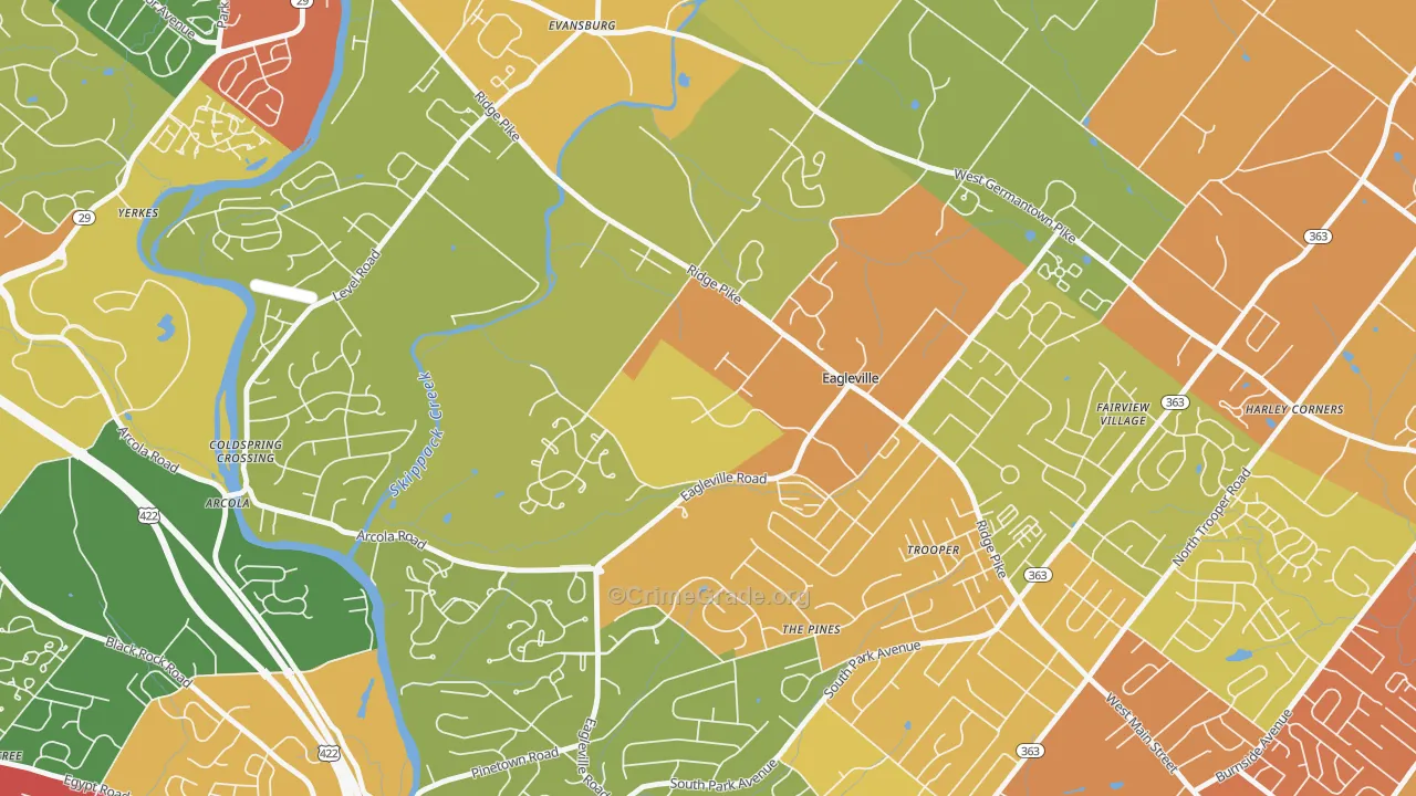 Eagleville, PA Map of Burglary Rates