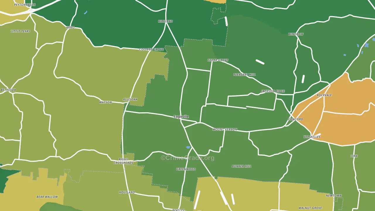 Eagleville, TN Map of Burglary Rates