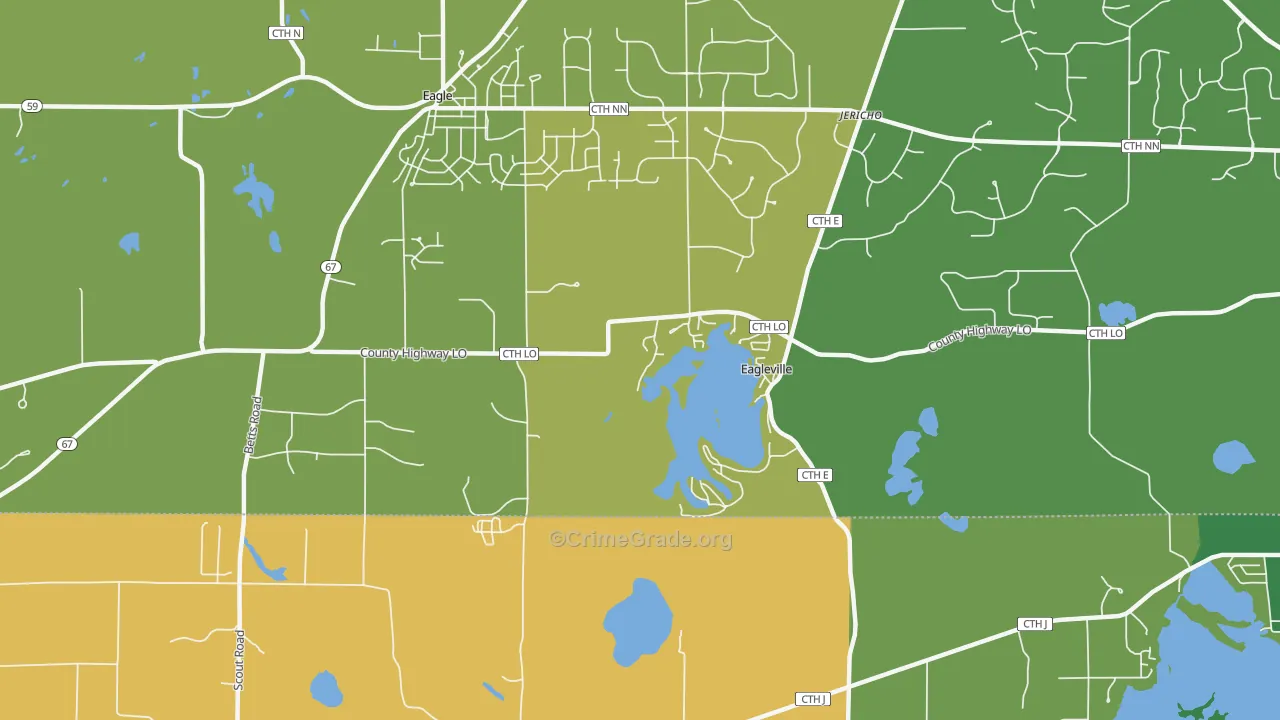 Eagleville, WI Map of Burglary Rates
