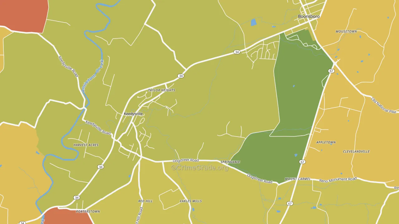 Eakles Mill, MD Map of Burglary Rates