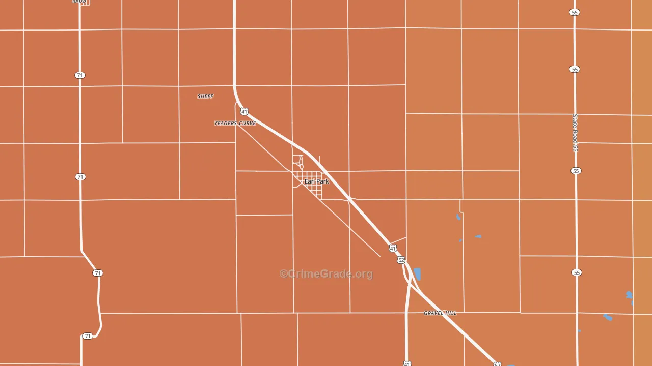 Earl Park, IN Map of Burglary Rates