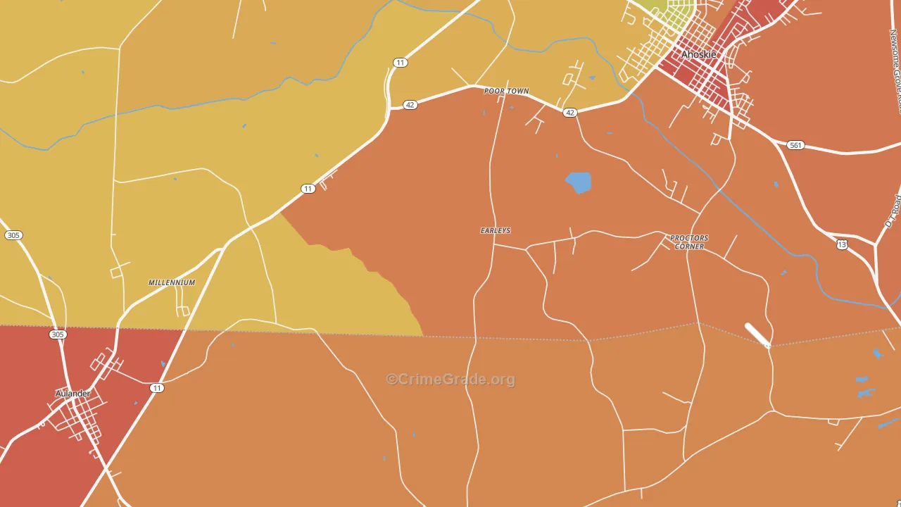 Earley, NC Map of Burglary Rates