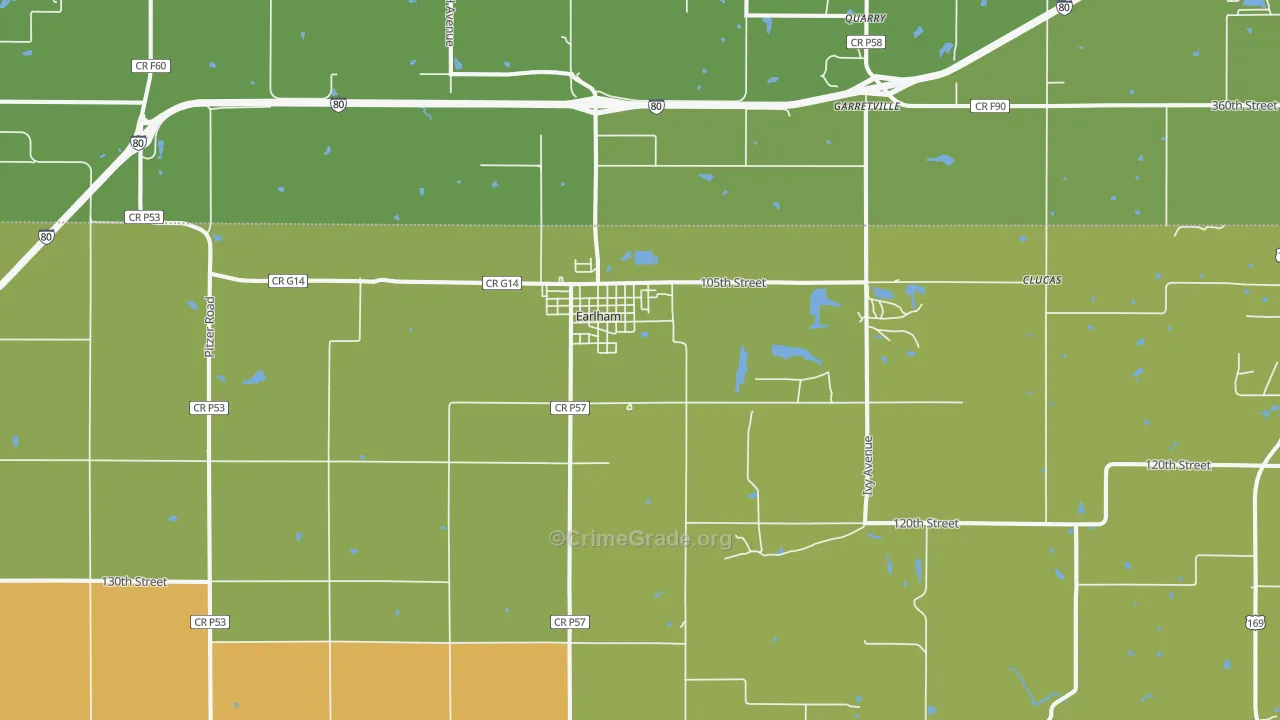 Earlham, IA Map of Burglary Rates