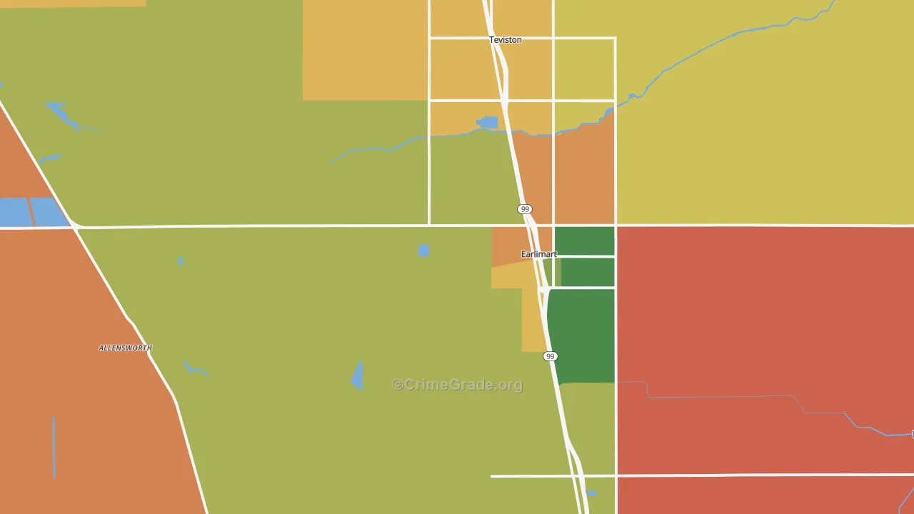Earlimart, CA Map of Burglary Rates